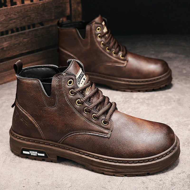 Fabian - Vintage PU-Leder Schnürstiefel