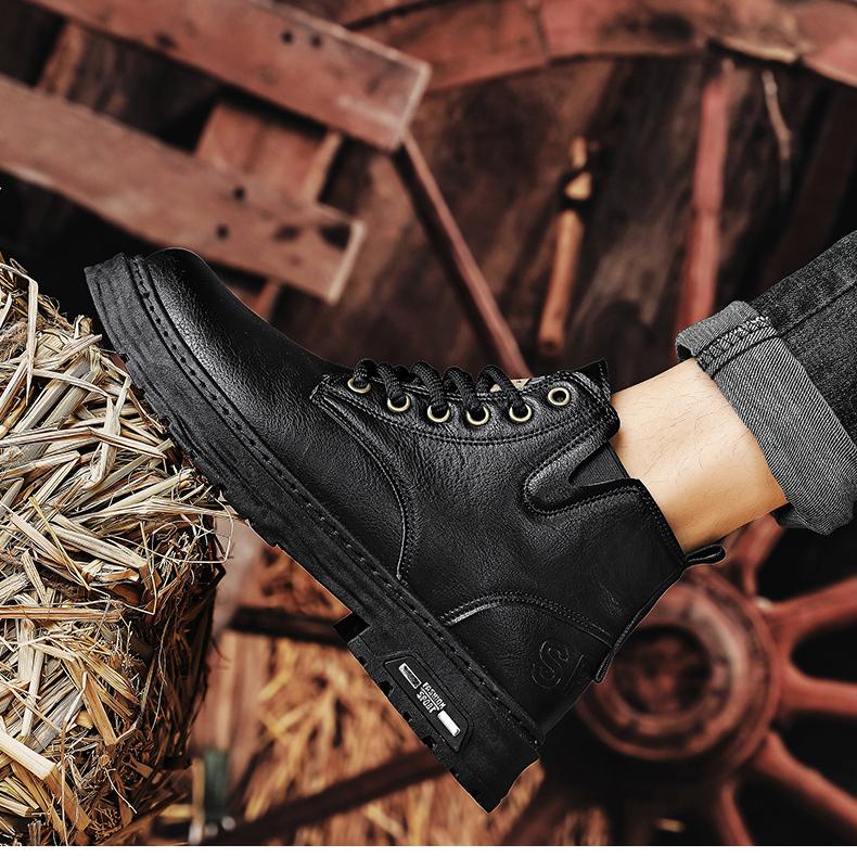 Fabian - Vintage PU-Leder Schnürstiefel