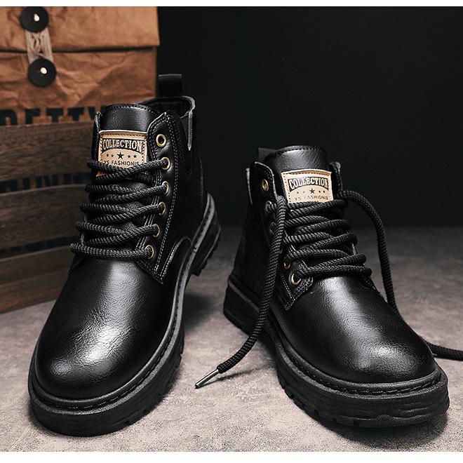 Fabian - Vintage PU-Leder Schnürstiefel