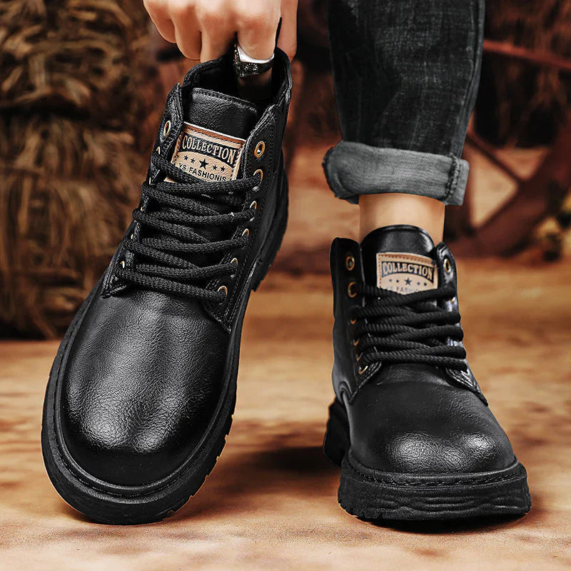 Fabian - Vintage PU-Leder Schnürstiefel