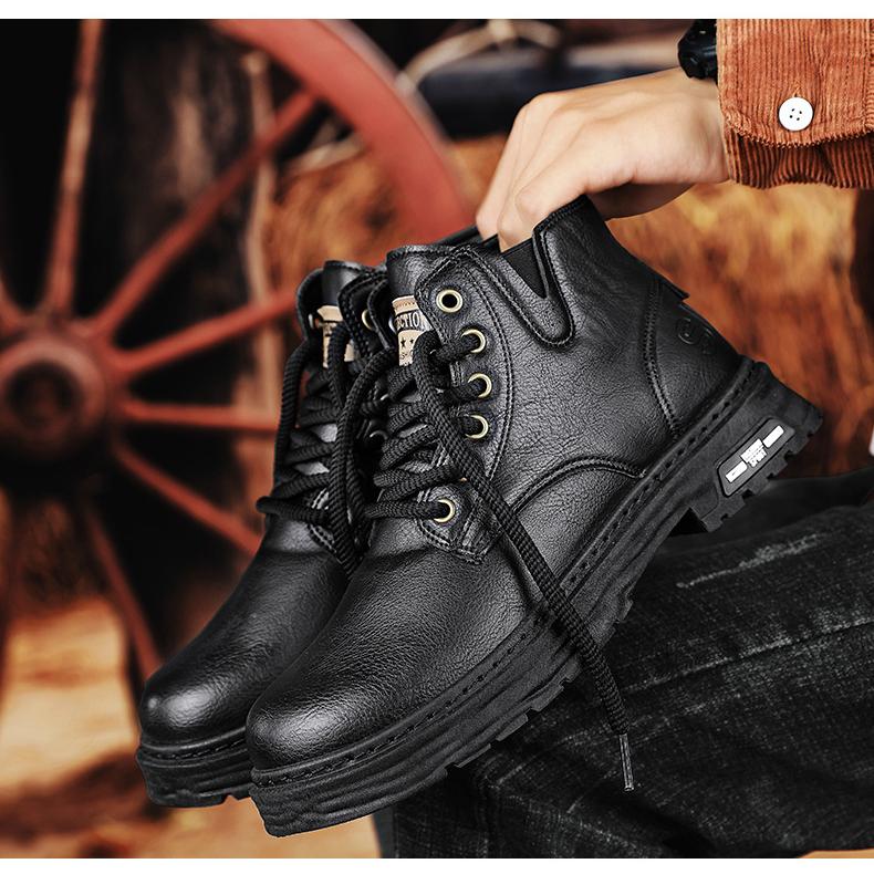 Fabian - Vintage PU-Leder Schnürstiefel