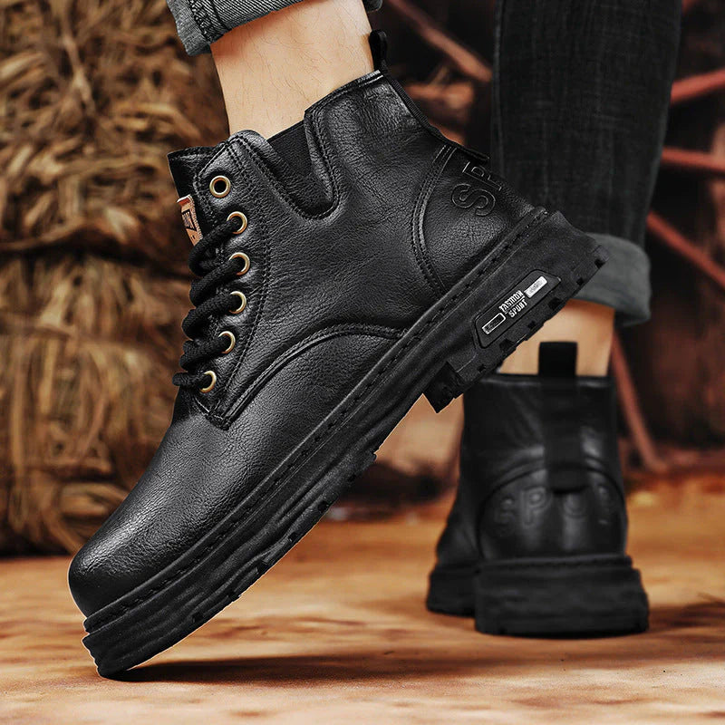 Fabian - Vintage PU-Leder Schnürstiefel