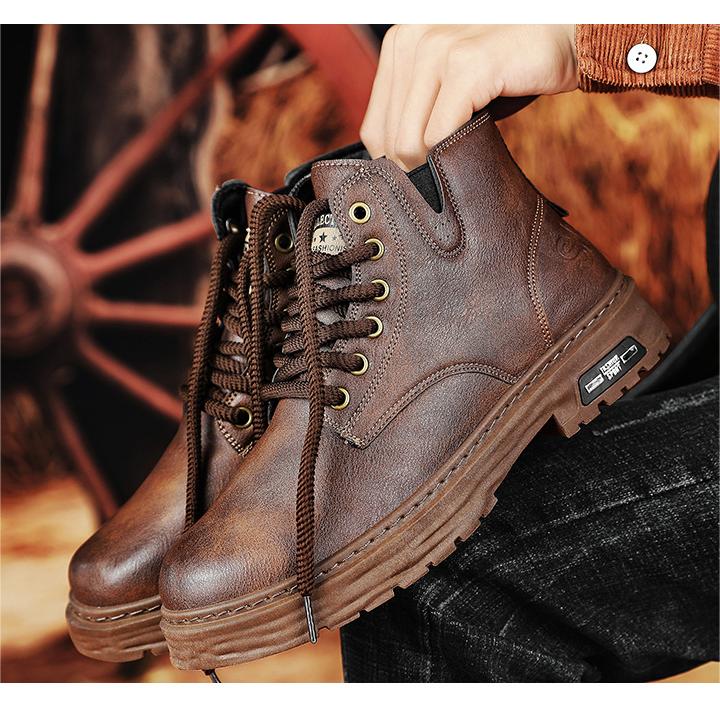 Fabian - Vintage PU-Leder Schnürstiefel