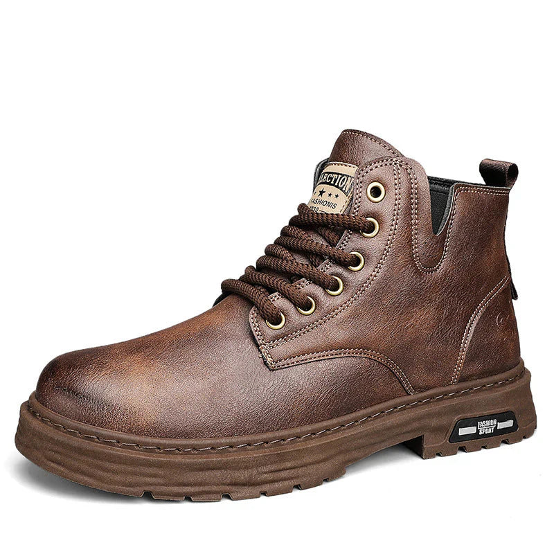Fabian - Vintage PU-Leder Schnürstiefel
