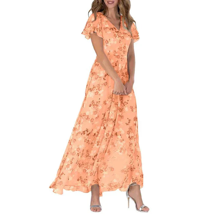 Theresa - Kurzes Blumenkleid mit kurzen Ärmeln