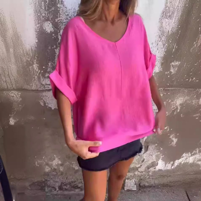 Delilah - Übergroßes T-Shirt mit V-Ausschnitt