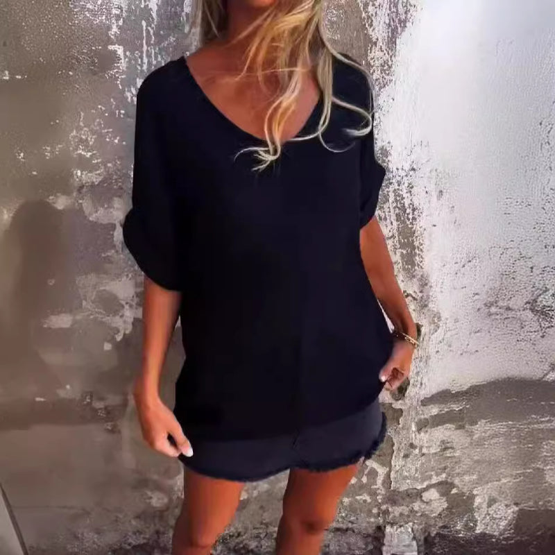 Delilah - Übergroßes T-Shirt mit V-Ausschnitt