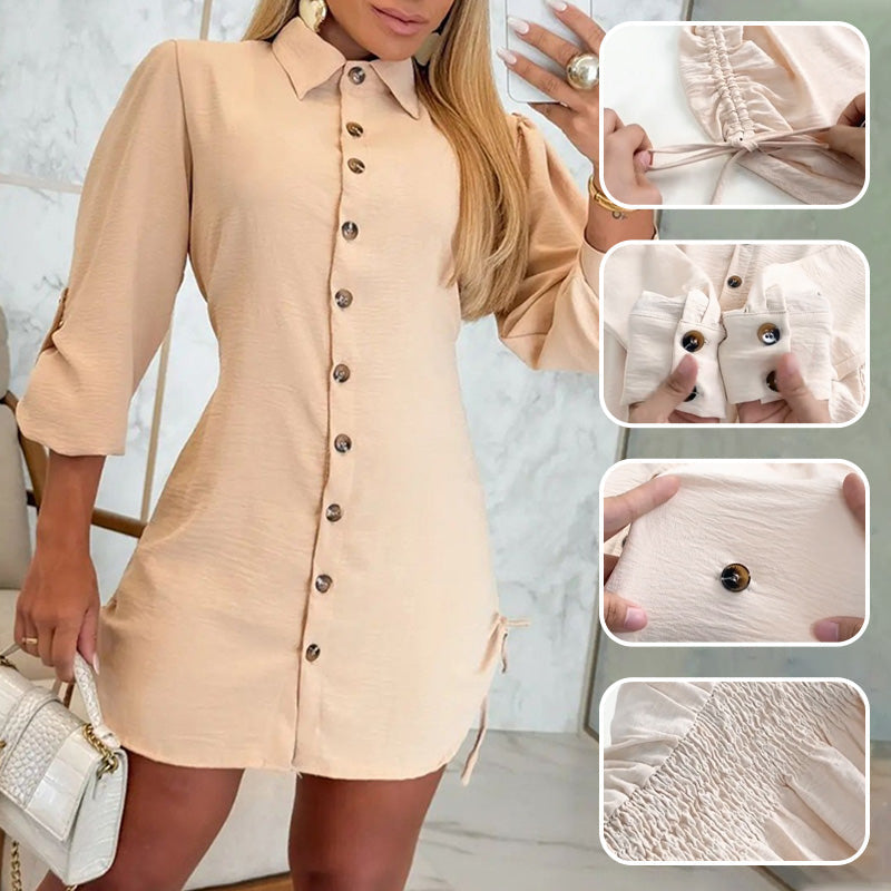 Alayah - Kragenknopf-Seitenschnürkleid
