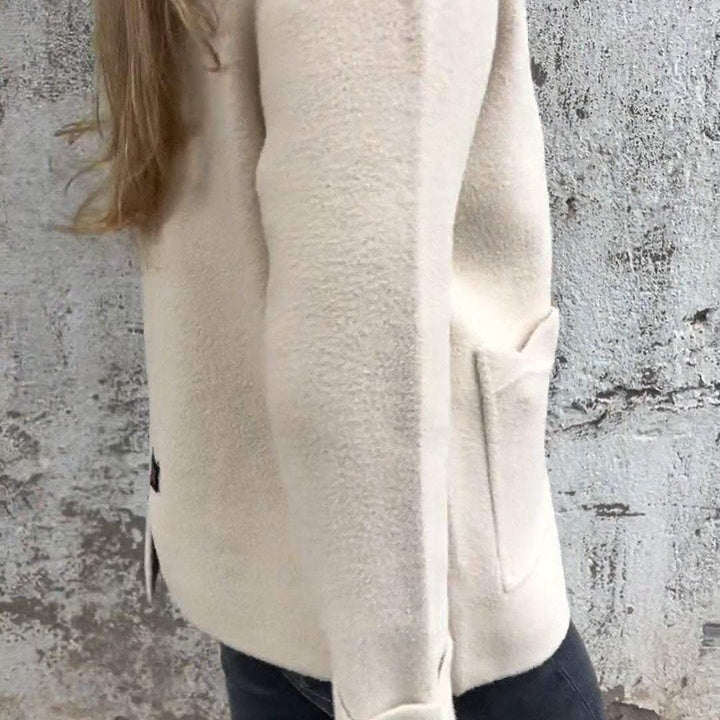 Annie - Damen Strickmantel mit Reißverschluss und Taschen