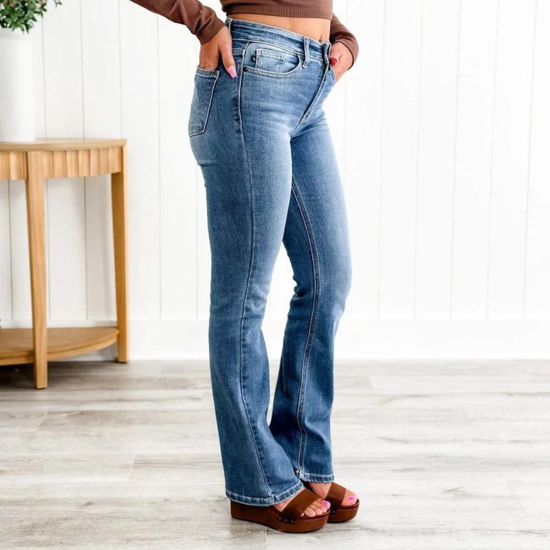Bertina™ - Dehnbar Bauch-Kontrolle Jeans - 1+1 Gratis