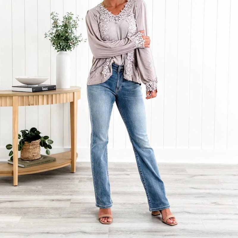 Bertina™ - Dehnbar Bauch-Kontrolle Jeans - 1+1 Gratis