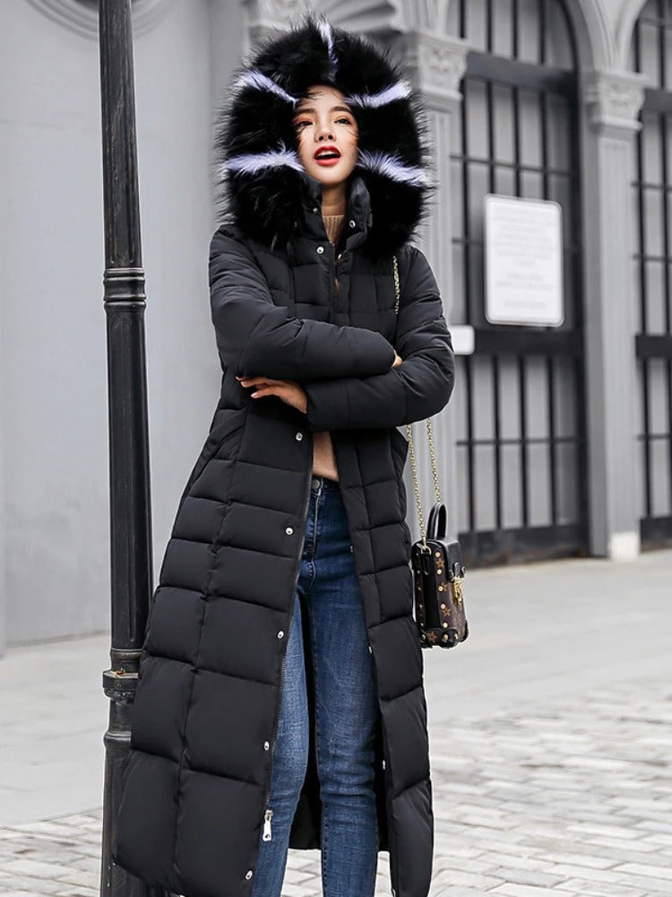 Zoey - Längerer warmer wintermantel mit gürtel für damen