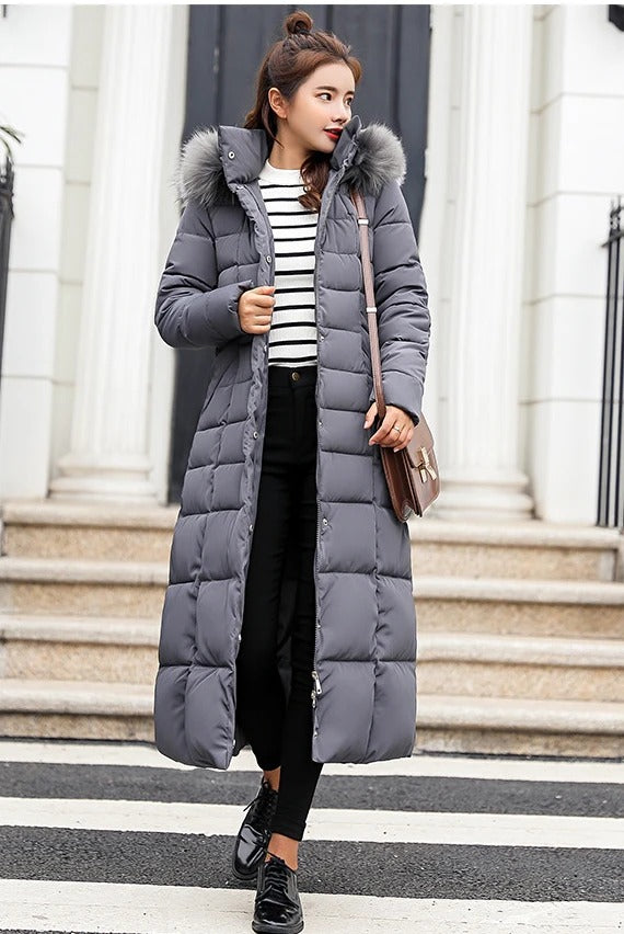 Zoey - Längerer warmer wintermantel mit gürtel für damen