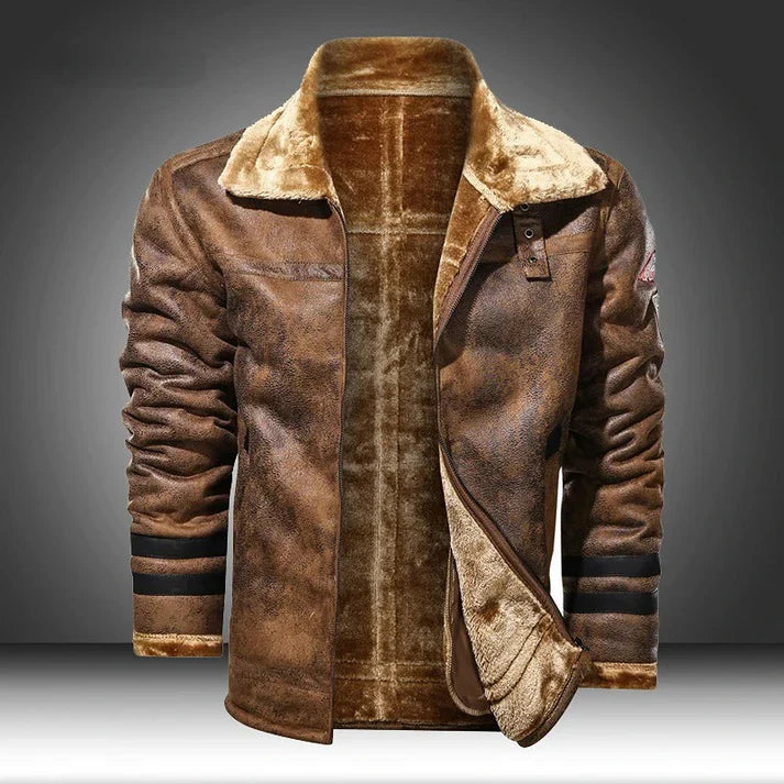 Mathew - Lässige lederjacke im bomber-stil für herren