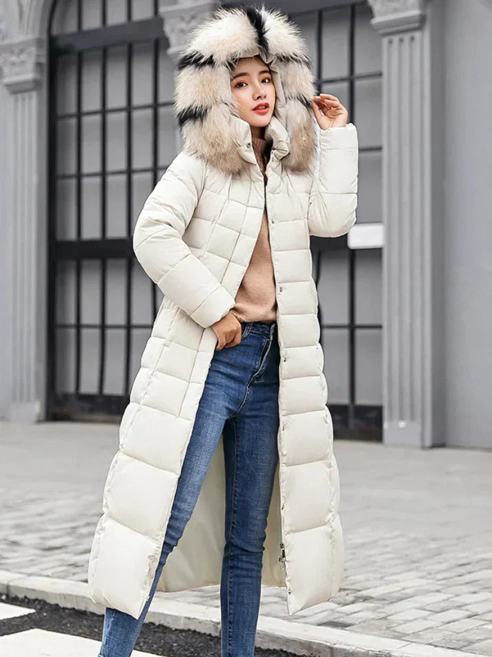 Ainsley - Langer warmer wintermantel mit gürtel für damen