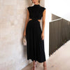 Yareli - Plissiertes Kleid mit hohem Kragen