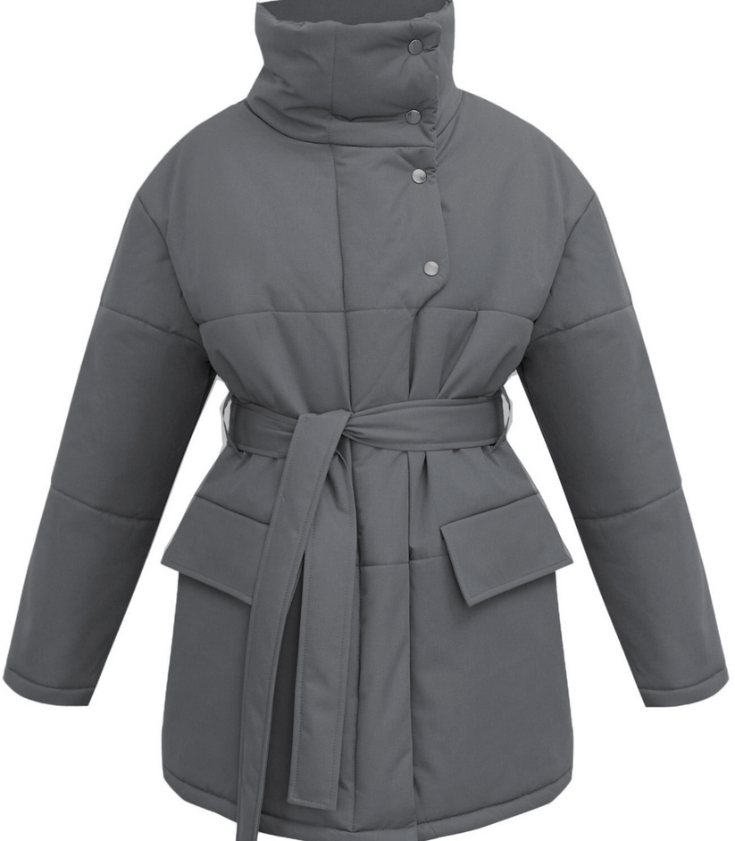Gracelyn - Vintage Puffer Bürojacke Mit Gürtel