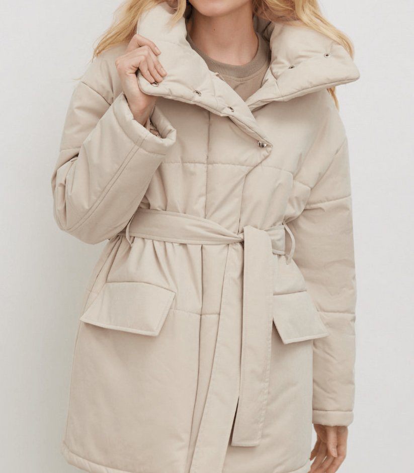 Gracelyn - Vintage Puffer Bürojacke Mit Gürtel