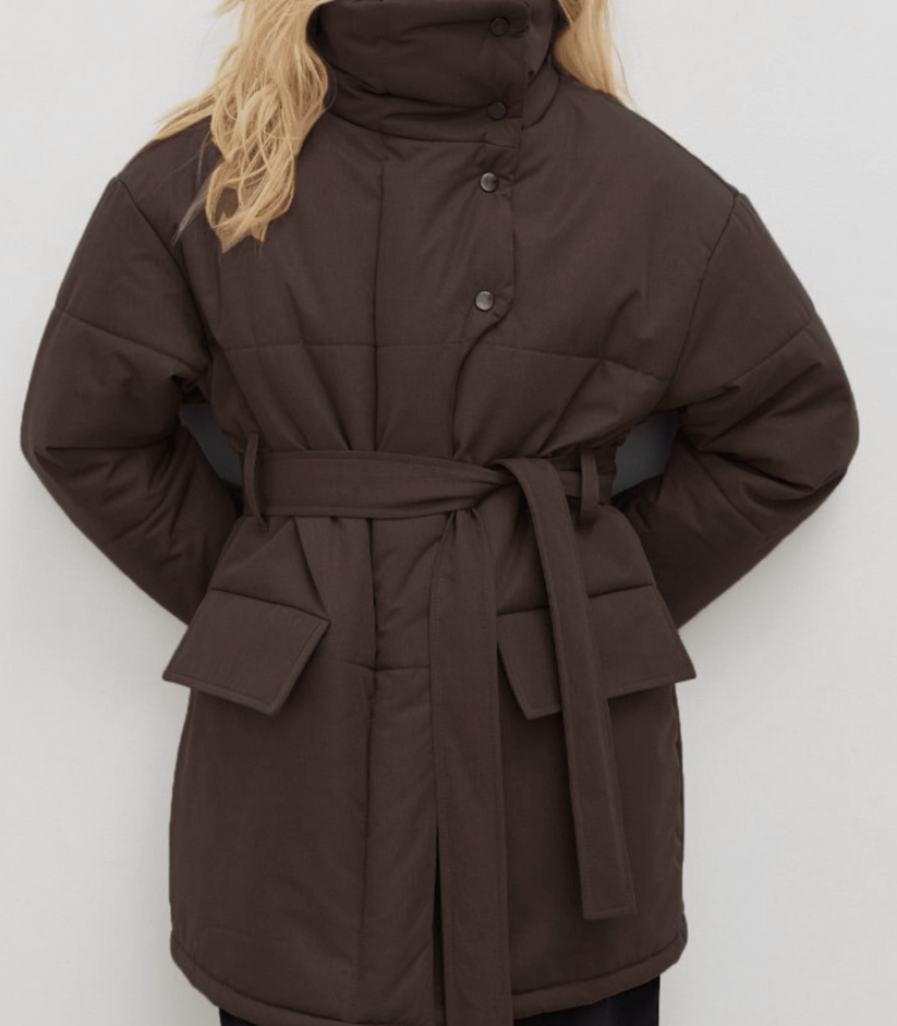 Gracelyn - Vintage Puffer Bürojacke Mit Gürtel
