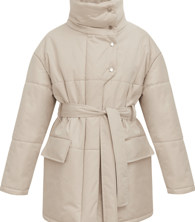 Gracelyn - Vintage Puffer Bürojacke Mit Gürtel