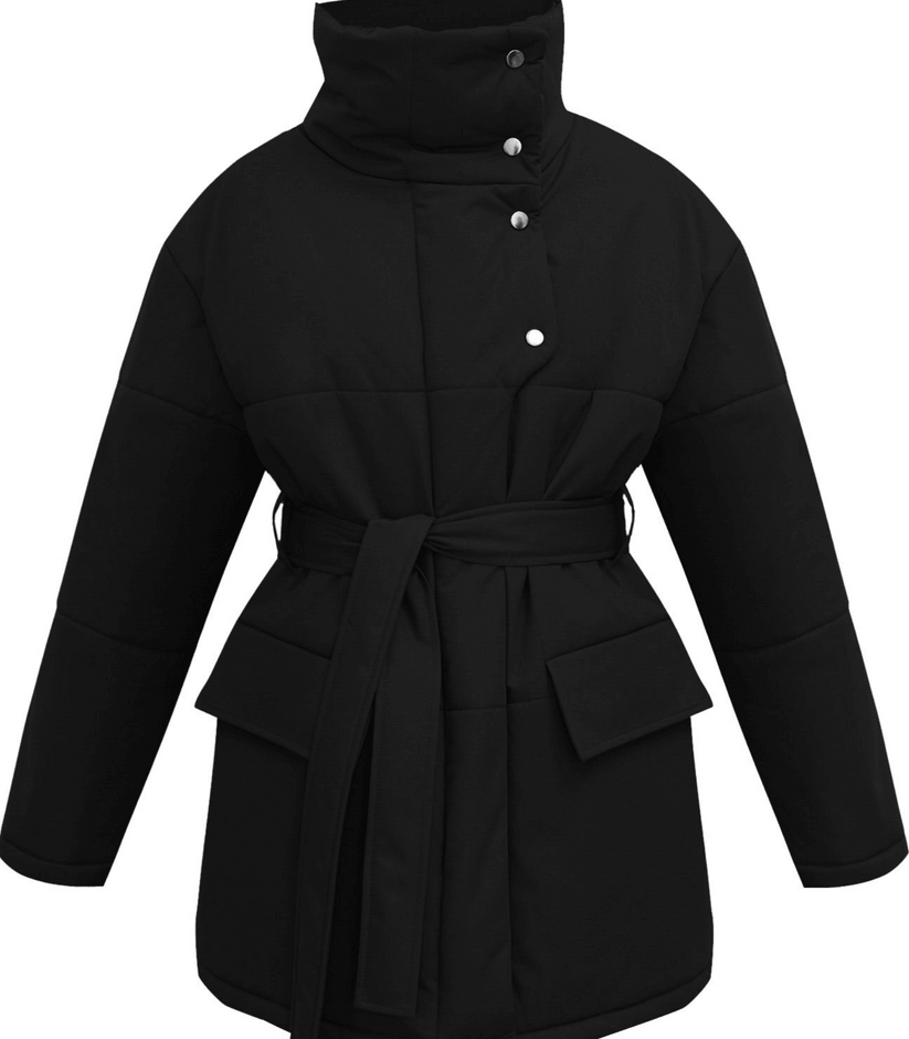 Gracelyn - Vintage Puffer Bürojacke Mit Gürtel