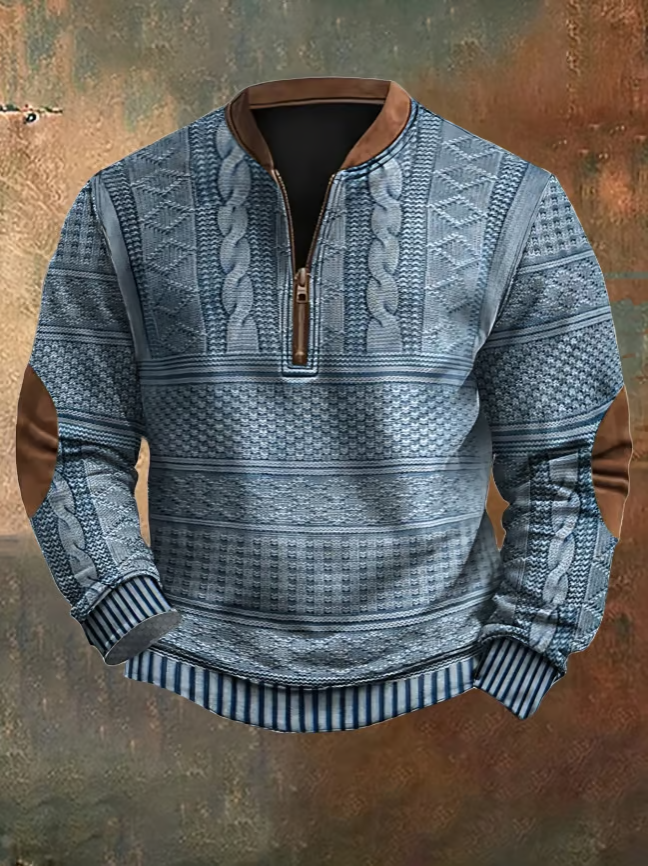 Elwood - Vintage gestricktes Zip-Up Sweatshirt mit Druck