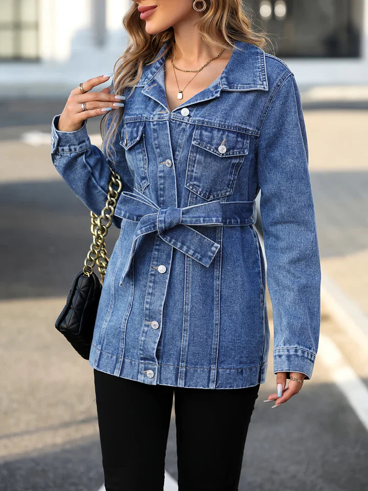 Carolin - Damen Jeansmantel Mit Pattentaschen